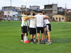 Football game in Montañita…staff vs students.
