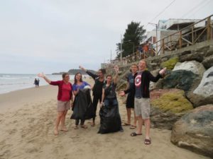 Keeping the beach clean in Montañita, Ecuador